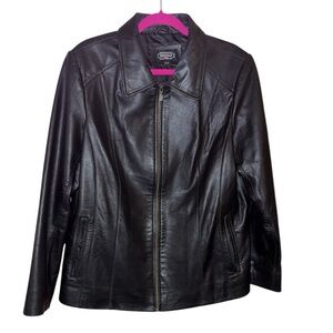 BGSD Lamb Leather Jacket XL short XLS black full zip like new soft classic